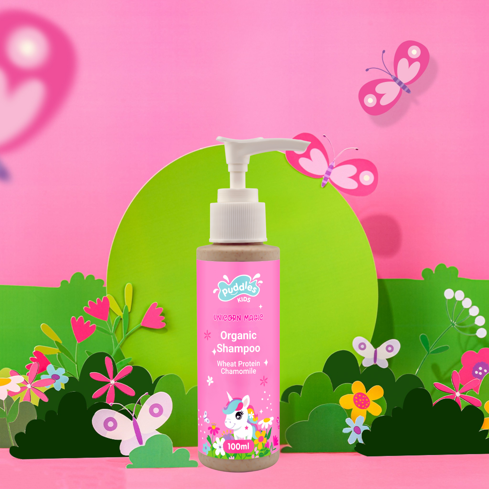 Puddles Kids Organic Sulfate Free Shampoo Unicorn Magic- 100 ML