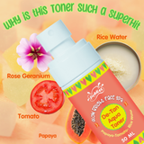 Puddles De-tan Aqua Toner- With Papaya, Tomato and Rice Water- 50 ML