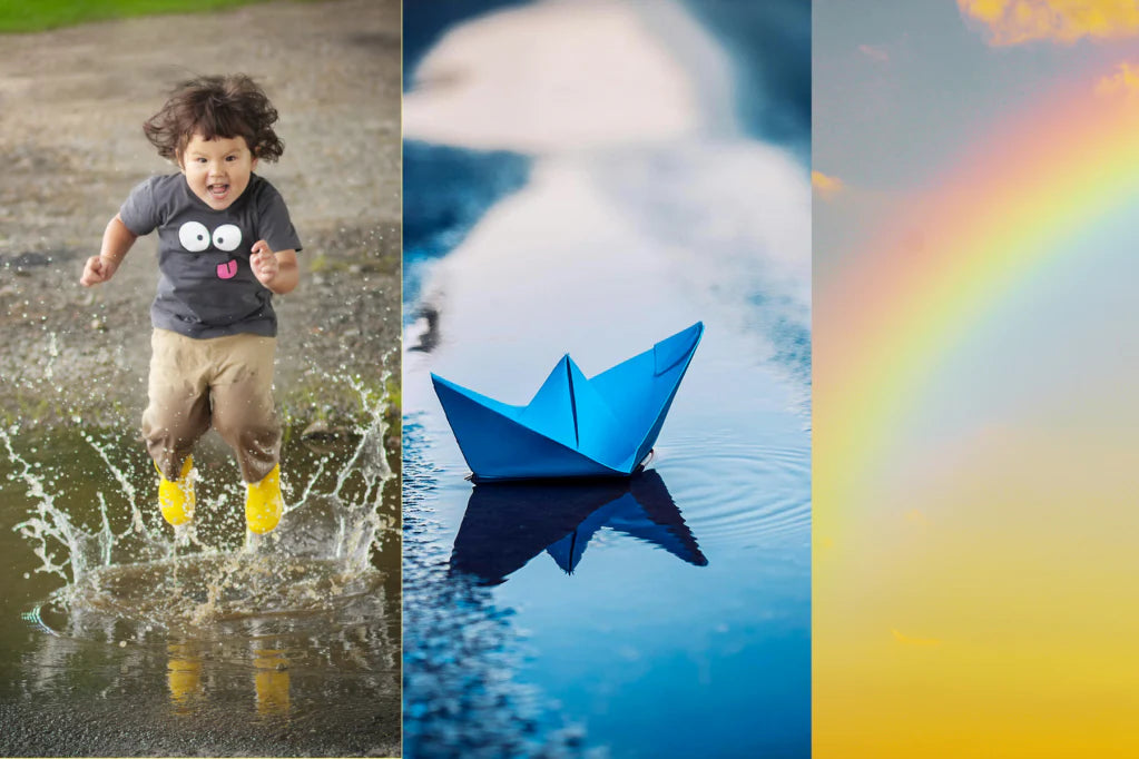 Puddles , Paperboats and Ranibows