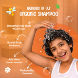 Puddles Kids Organic Shampoo| Curious Cubs with Wheat Protein and Chamomile- 300 ML