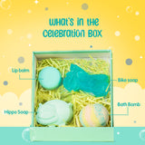 Puddles Kids Happy Hippos Bath Box | With Handmade Soaps, Lipbalm and bath bomb