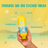 Puddles Kids Organic Sunscreen| Happy Hippo with  Natural Minerals and Vitamin E- 50 ML