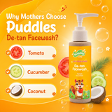 Puddles Kids Brightening De-Tan Face Wash- Gentle Sun Tan Removal- 100 ML
