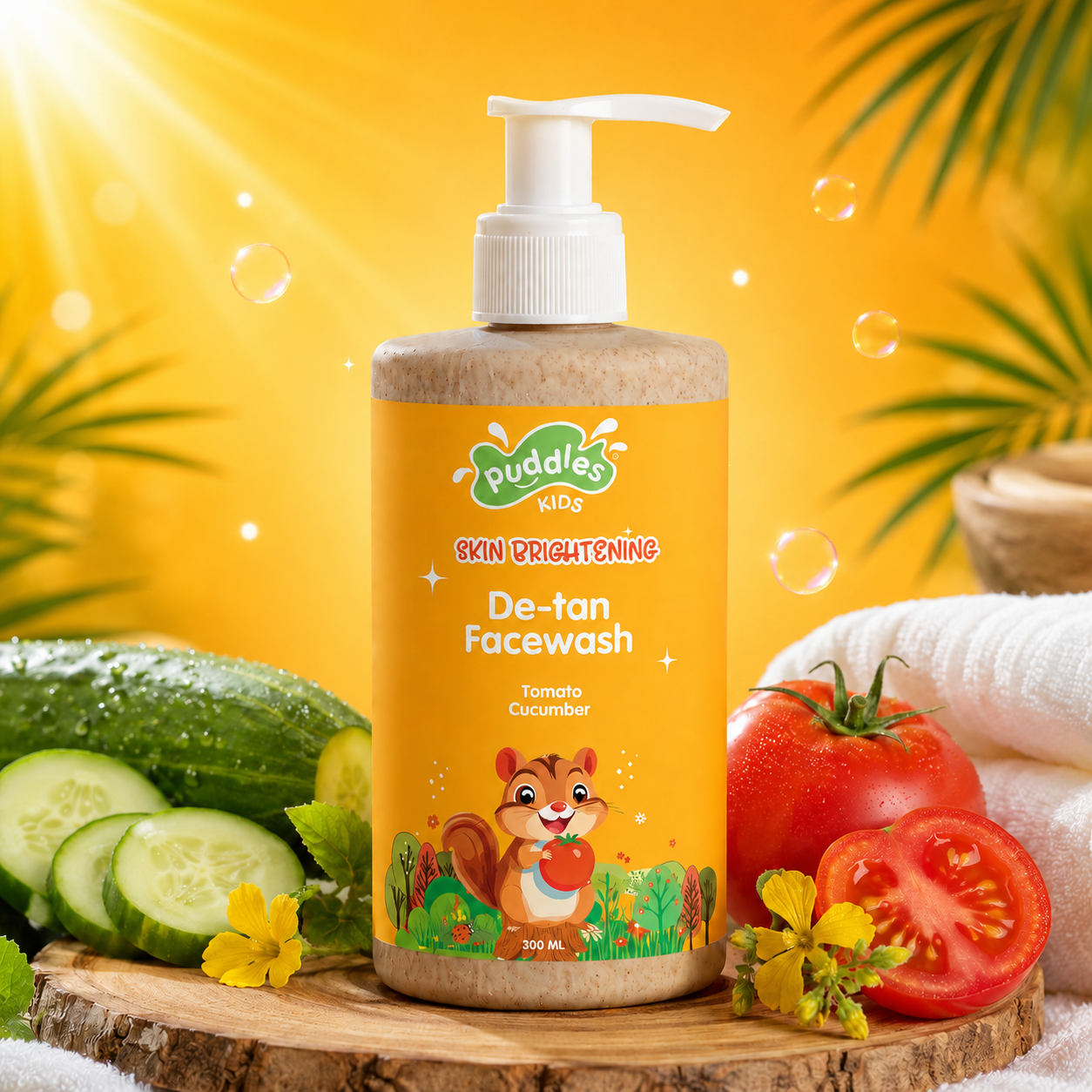 Puddles Kids Brightening De-Tan Face Wash- Gentle Sun Tan Removal